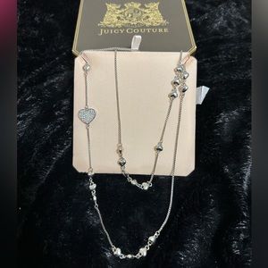Juicy Couture Heart by the Yard Silver Necklace